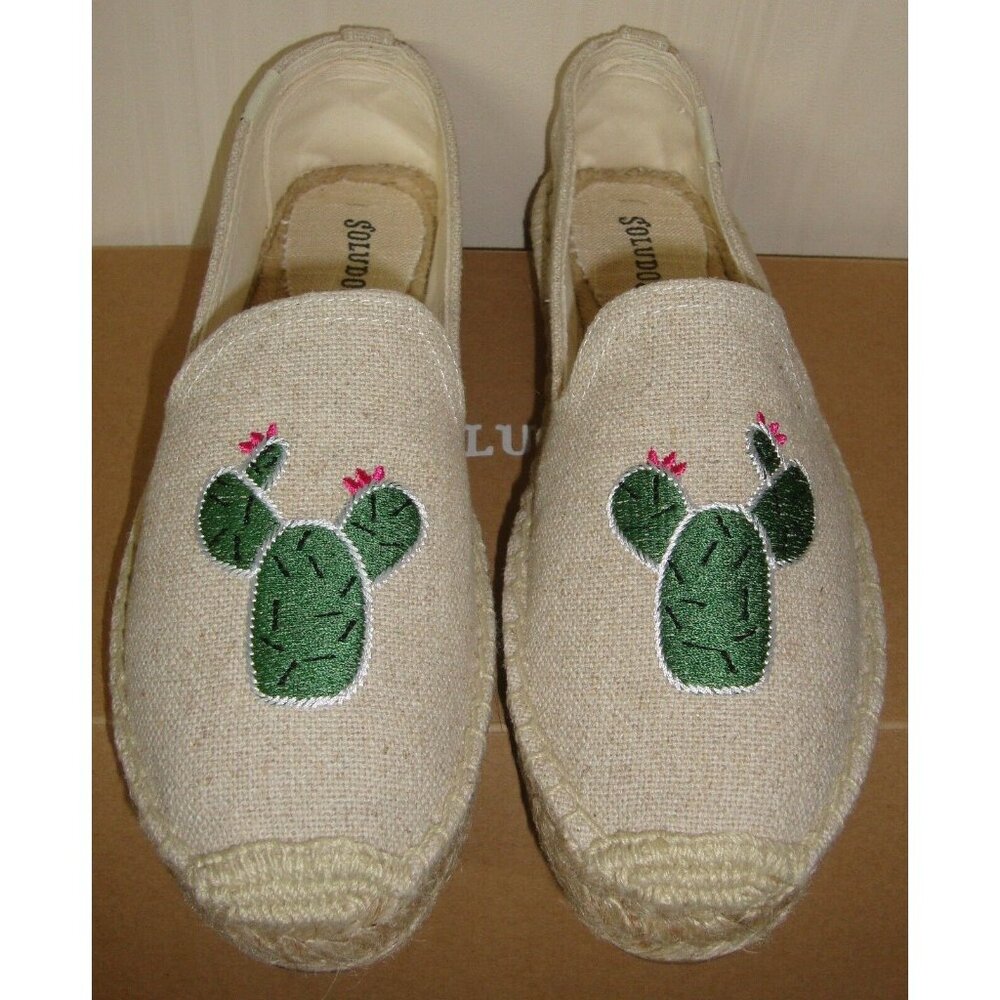 Soludos Cactus Embroidered Platform Espadrilles Slip On Shoes Size US 8 NEW